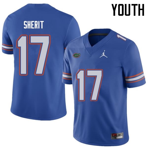 Youth NCAA Florida Gators Jordan Sherit #17 Stitched Authentic Jordan Brand Royal College Football Jersey XUX7365ZZ